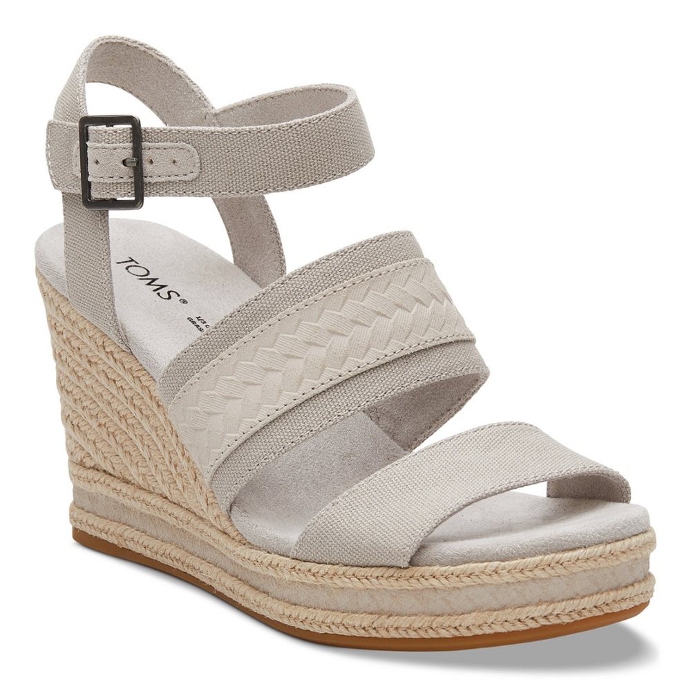 TOMS Madelyn Espadrille Wedge Sandal - Size 9.5 in Pebble